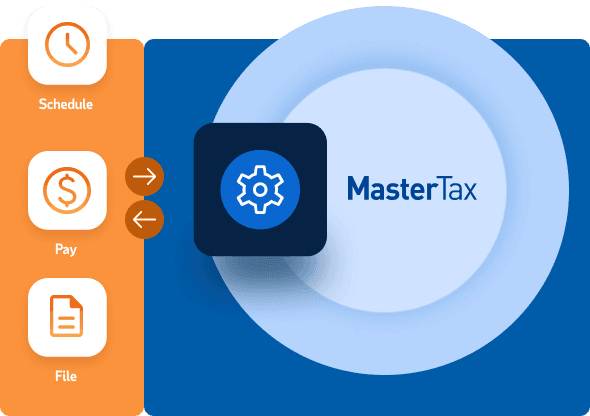 MasterTax product featuring automation graphic